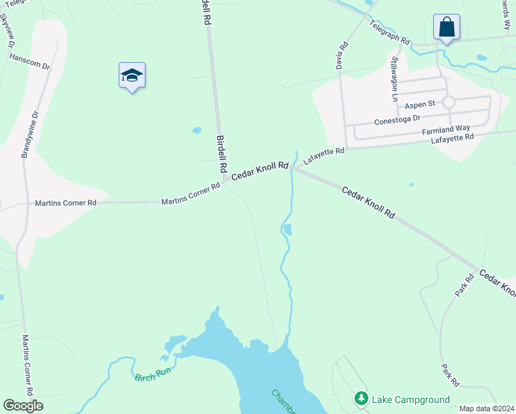 map of restaurants, bars, coffee shops, grocery stores, and more near 1512 Birdell Road in Coatesville