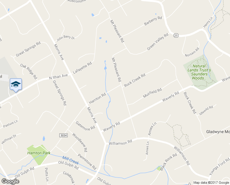 map of restaurants, bars, coffee shops, grocery stores, and more near 843 Harriton Road in Bryn Mawr