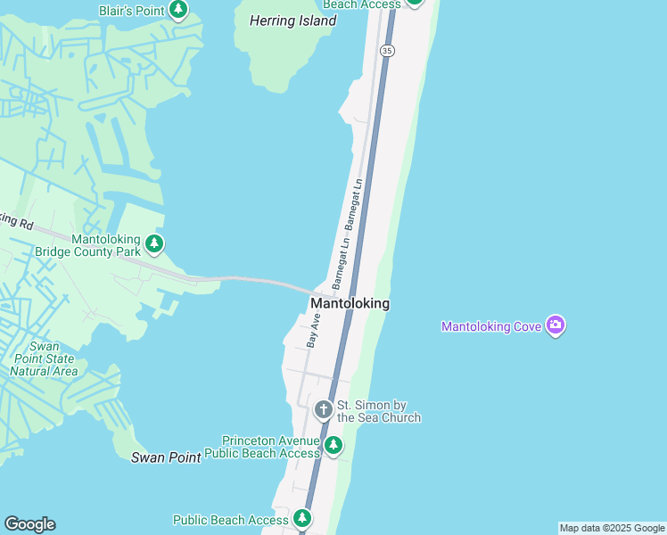 map of restaurants, bars, coffee shops, grocery stores, and more near 1117 Barnegat Lane in Mantoloking