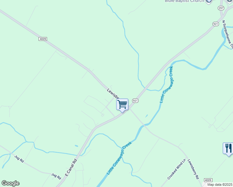 map of restaurants, bars, coffee shops, grocery stores, and more near 4075 Lewisberry Road in York