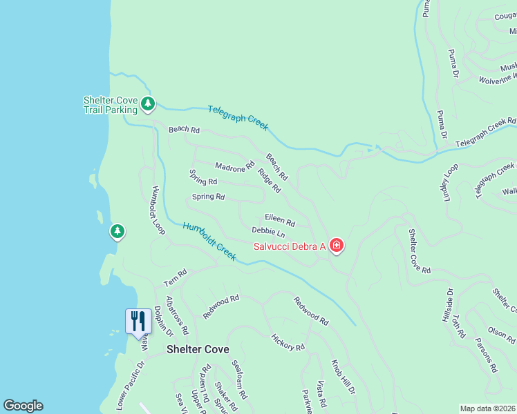 map of restaurants, bars, coffee shops, grocery stores, and more near 755 Spring Road in Whitethorn