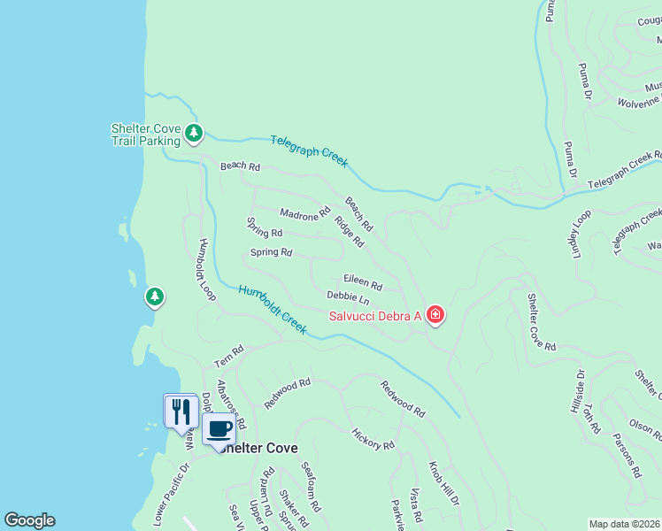 map of restaurants, bars, coffee shops, grocery stores, and more near 755 Spring Rd in Whitethorn