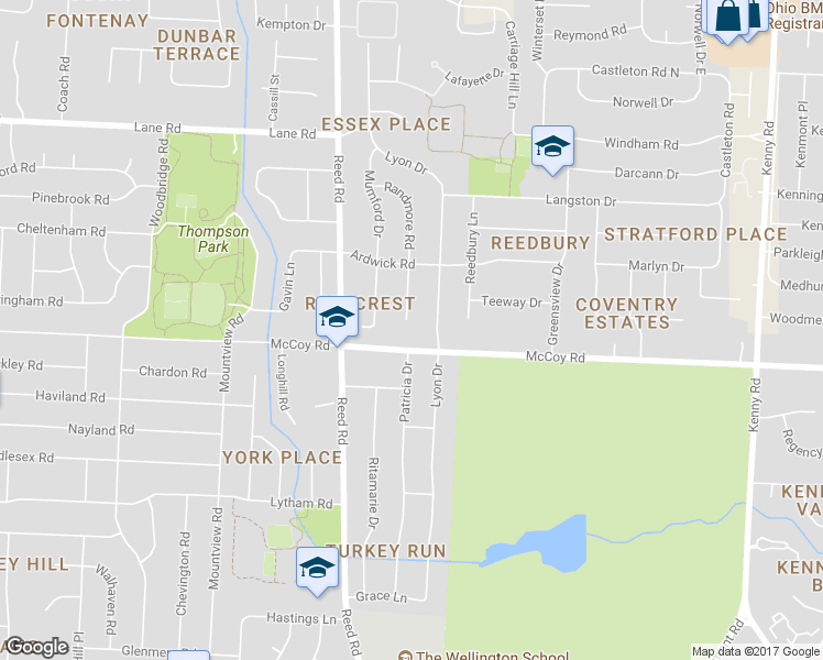 map of restaurants, bars, coffee shops, grocery stores, and more near 4130 Randmore Court in Columbus
