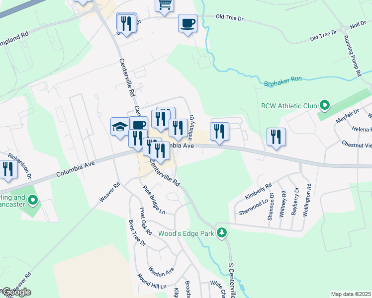 map of restaurants, bars, coffee shops, grocery stores, and more near 3000 Columbia Avenue in Lancaster