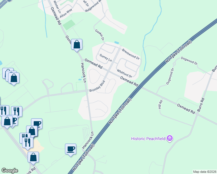 map of restaurants, bars, coffee shops, grocery stores, and more near 135 Threadleaf Terrace in Burlington