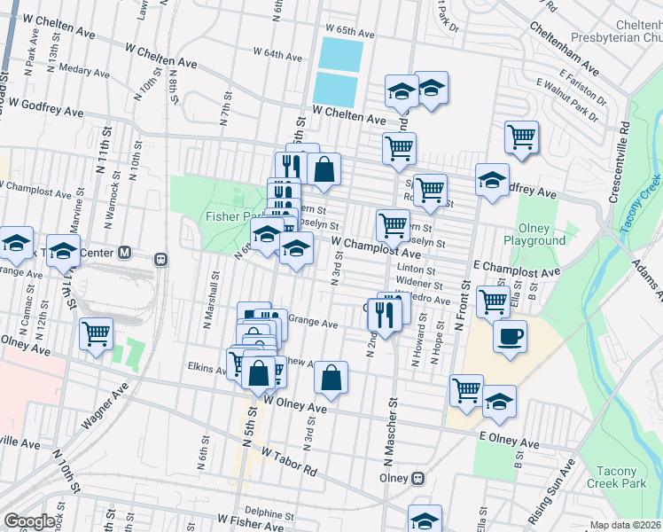 map of restaurants, bars, coffee shops, grocery stores, and more near 329 West Nedro Avenue in Philadelphia