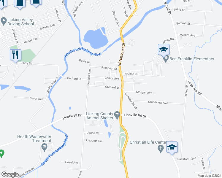 map of restaurants, bars, coffee shops, grocery stores, and more near 41 Orchard Street in Newark
