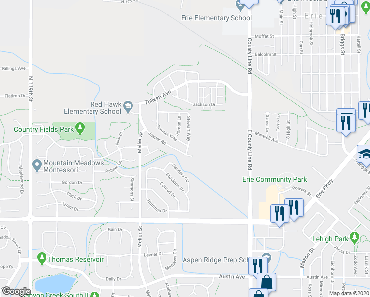 map of restaurants, bars, coffee shops, grocery stores, and more near 850 Sumner Way in Erie