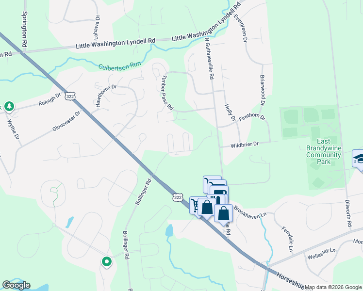 map of restaurants, bars, coffee shops, grocery stores, and more near 310 North Guthriesville Road in Downingtown