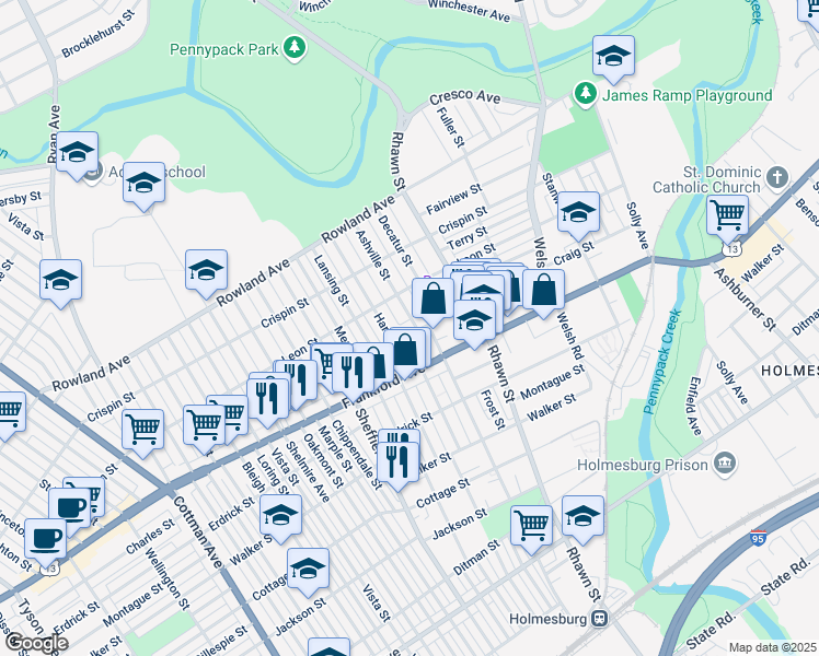 map of restaurants, bars, coffee shops, grocery stores, and more near in Philadelphia