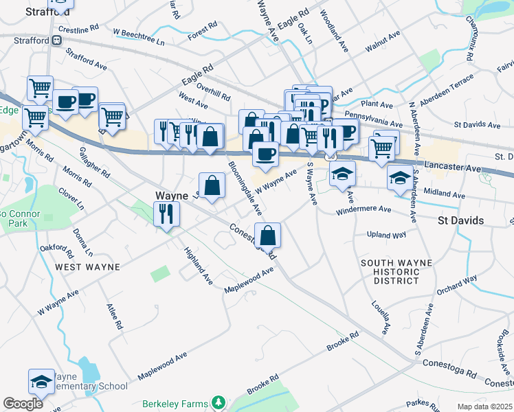 map of restaurants, bars, coffee shops, grocery stores, and more near 5 Lisa Way in Wayne
