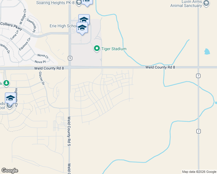 map of restaurants, bars, coffee shops, grocery stores, and more near Erie Parkway in Erie