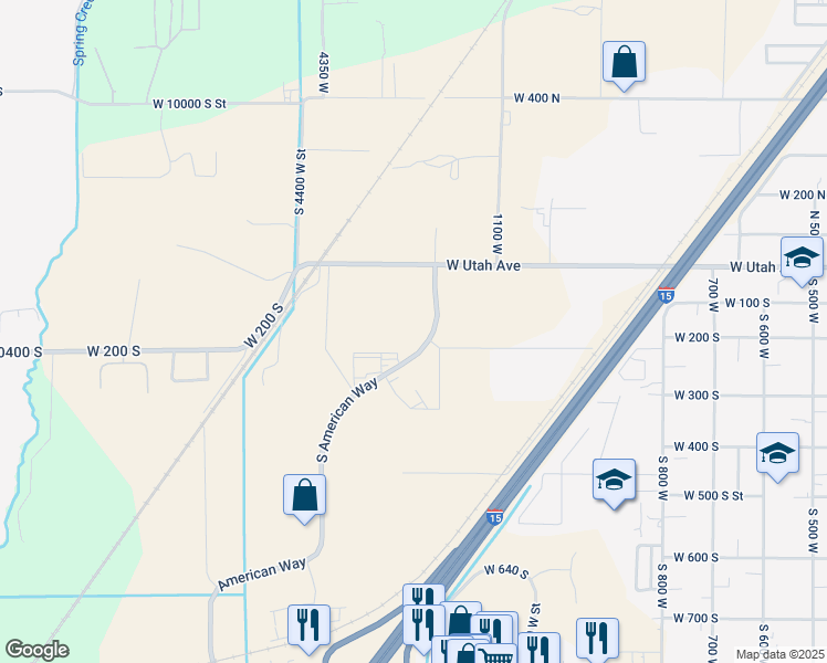 map of restaurants, bars, coffee shops, grocery stores, and more near South American Way in Payson
