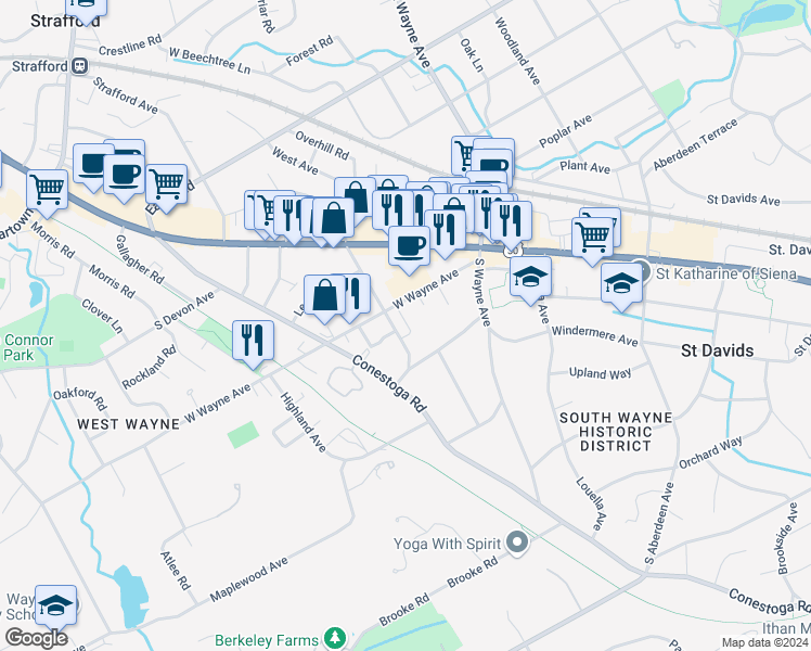 map of restaurants, bars, coffee shops, grocery stores, and more near 213 Bloomingdale Avenue in Wayne