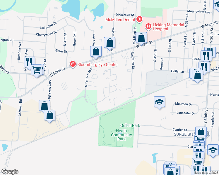 map of restaurants, bars, coffee shops, grocery stores, and more near 175 South Westmoor Avenue in Newark