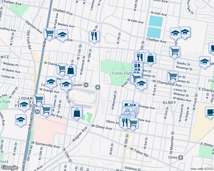 map of restaurants, bars, coffee shops, grocery stores, and more near 716 West Nedro Avenue in Philadelphia
