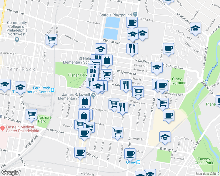 map of restaurants, bars, coffee shops, grocery stores, and more near 5946 North 3rd Street in Philadelphia