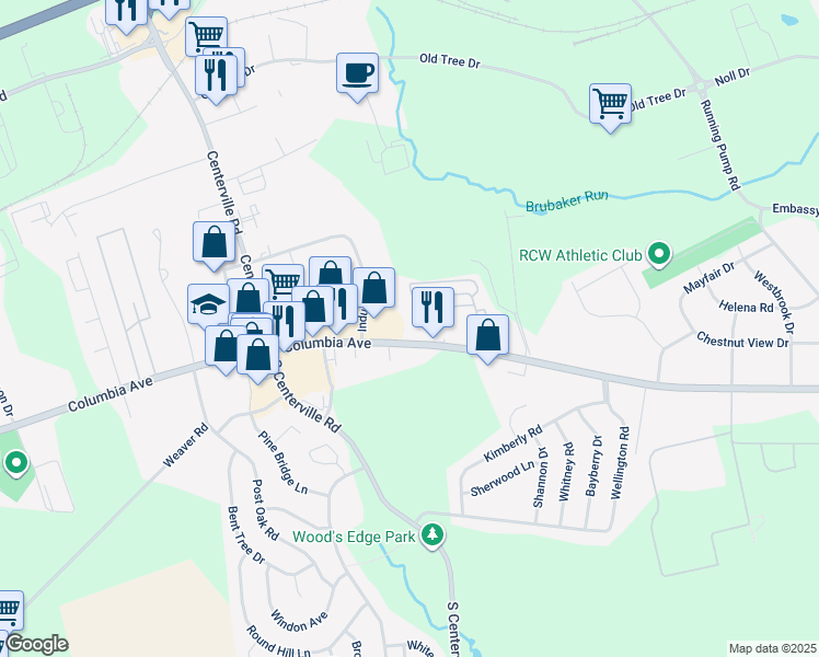 map of restaurants, bars, coffee shops, grocery stores, and more near 2915 Columbia Avenue in Lancaster
