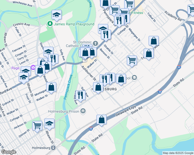 map of restaurants, bars, coffee shops, grocery stores, and more near 4420 Millett Street in Philadelphia