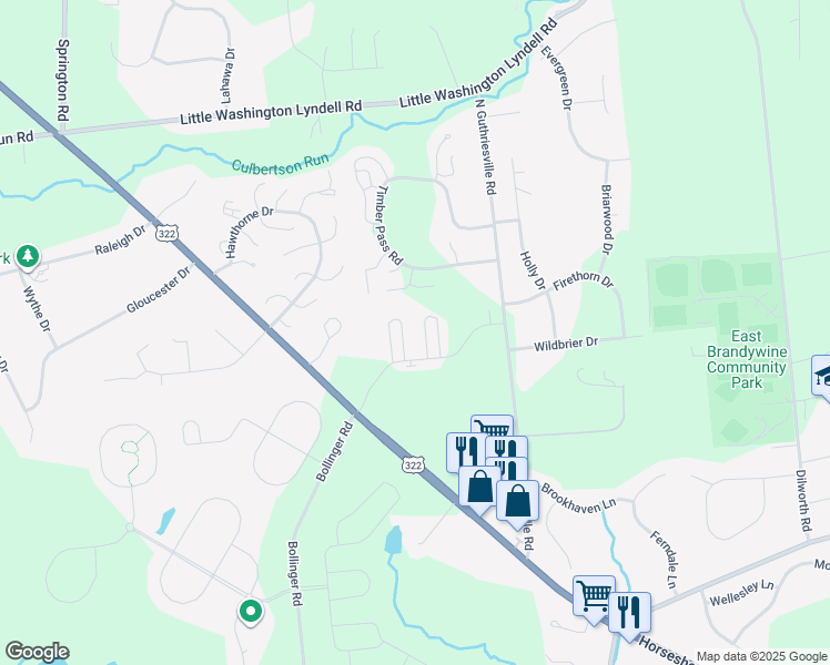map of restaurants, bars, coffee shops, grocery stores, and more near 6 Delancey Place in Downingtown