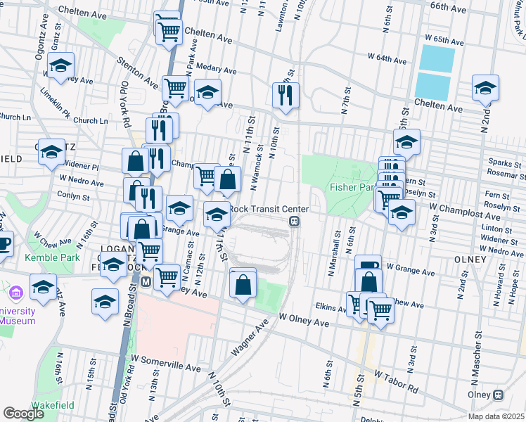 map of restaurants, bars, coffee shops, grocery stores, and more near 1918 W Nedro Ave in Philadelphia