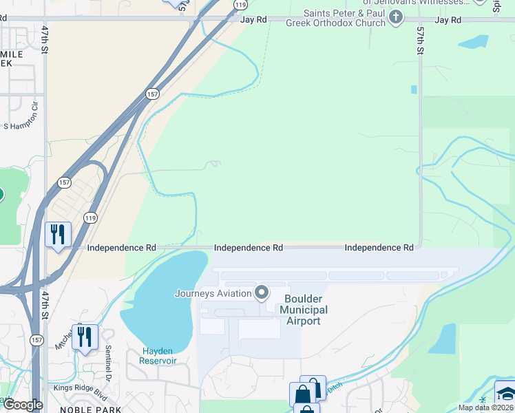 map of restaurants, bars, coffee shops, grocery stores, and more near 5273 Independence Road in Boulder