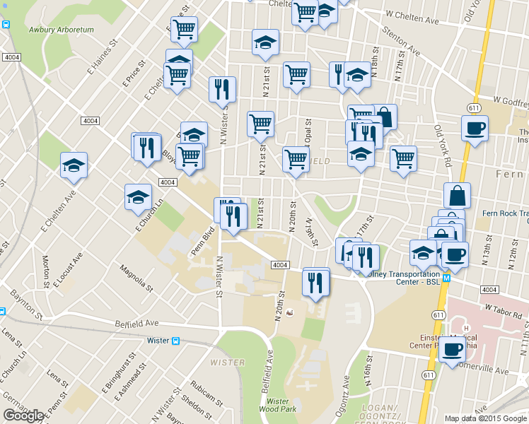map of restaurants, bars, coffee shops, grocery stores, and more near 2048 Conlyn Street in Philadelphia