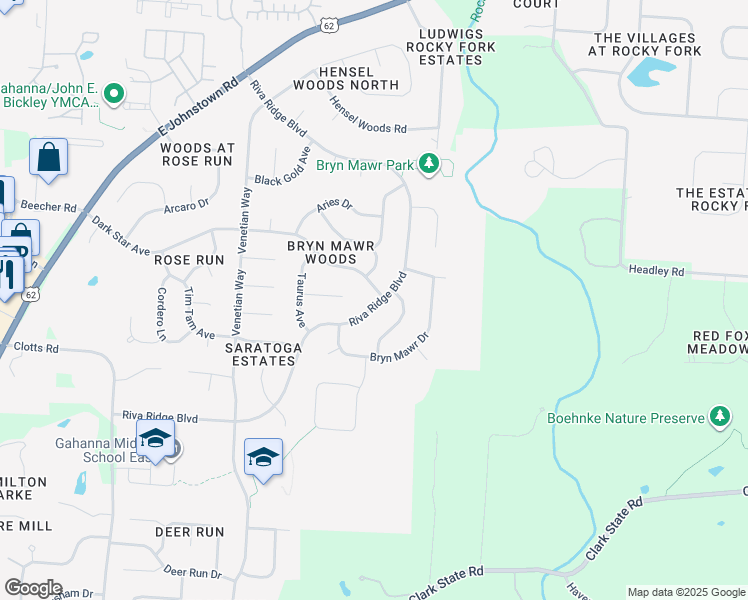 map of restaurants, bars, coffee shops, grocery stores, and more near 891 Dark Star Avenue in Columbus