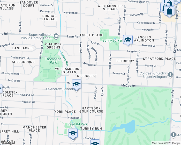 map of restaurants, bars, coffee shops, grocery stores, and more near 4195 Mumford Court in Columbus