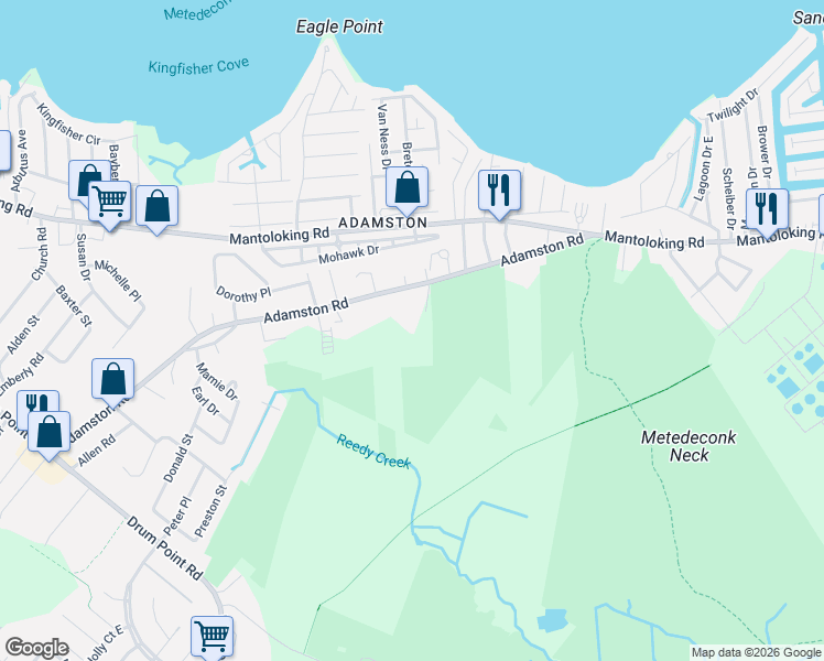 map of restaurants, bars, coffee shops, grocery stores, and more near 437 Adamston Road in Brick Township