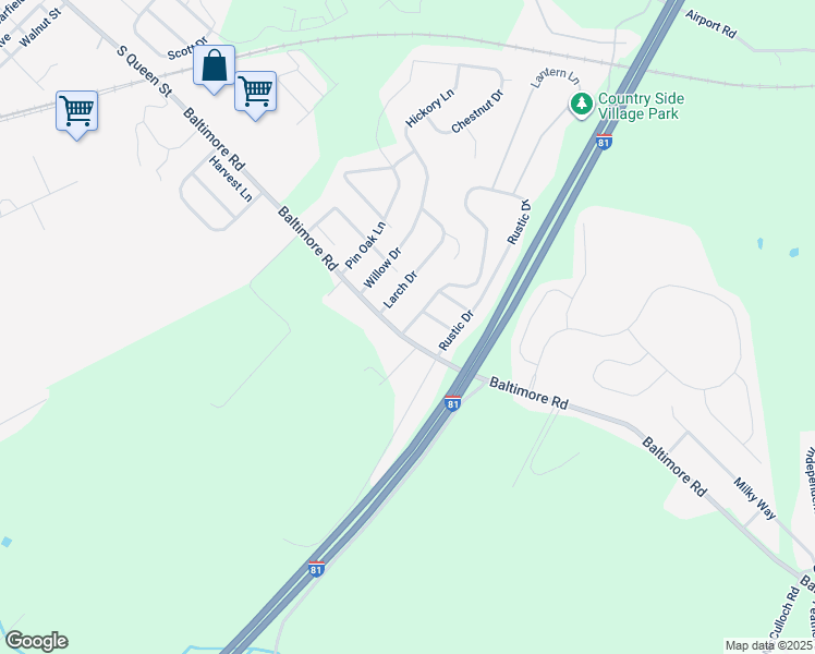 map of restaurants, bars, coffee shops, grocery stores, and more near 38 Rustic Drive in Shippensburg