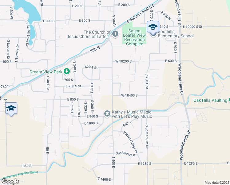 map of restaurants, bars, coffee shops, grocery stores, and more near 797 South 500 East in Salem