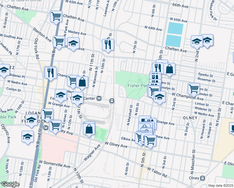 map of restaurants, bars, coffee shops, grocery stores, and more near 901 West Nedro Avenue in Philadelphia