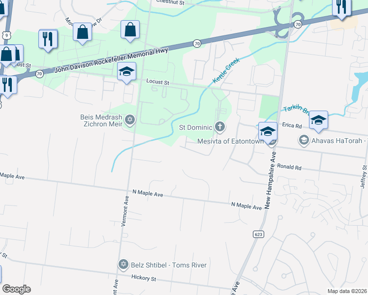 map of restaurants, bars, coffee shops, grocery stores, and more near 732 Amy Court in Lakewood