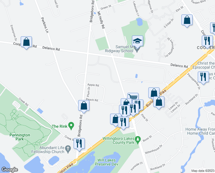 map of restaurants, bars, coffee shops, grocery stores, and more near 415 Apple Road in Beverly