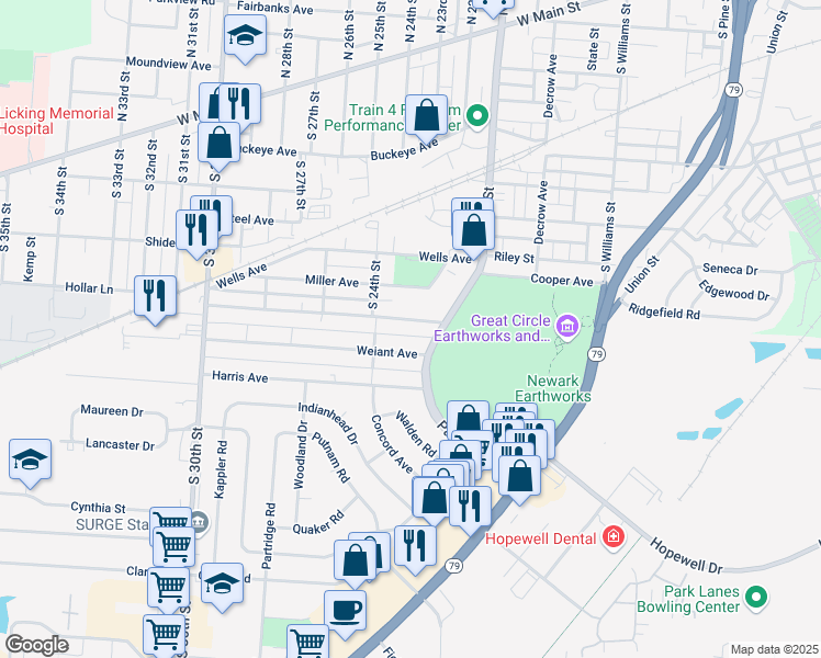 map of restaurants, bars, coffee shops, grocery stores, and more near 835 Idlewilde Avenue in Newark