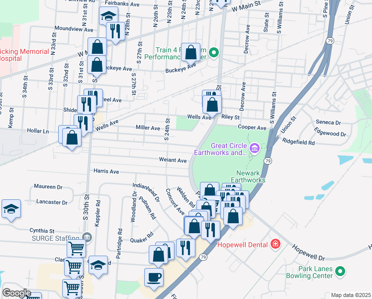 map of restaurants, bars, coffee shops, grocery stores, and more near 835 Idlewilde Avenue in Newark