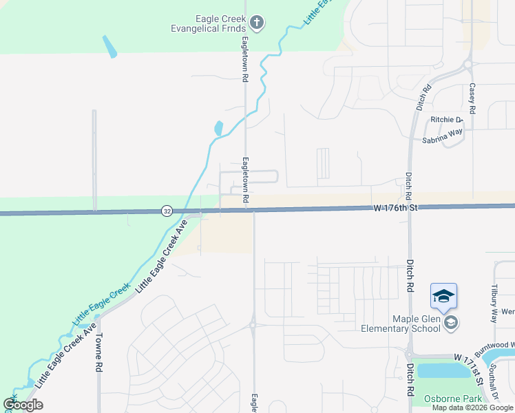 map of restaurants, bars, coffee shops, grocery stores, and more near 1836 Indiana 32 in Westfield