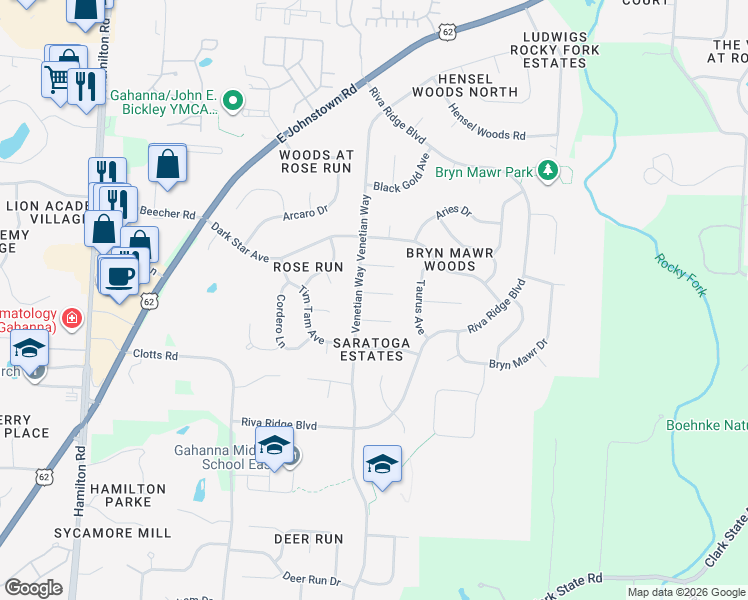 map of restaurants, bars, coffee shops, grocery stores, and more near 759 Gulf Stream Court in Columbus