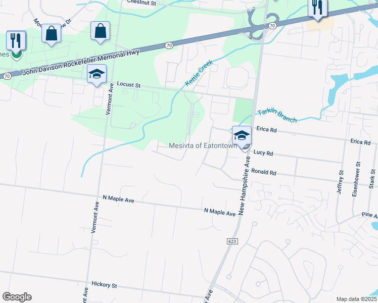 map of restaurants, bars, coffee shops, grocery stores, and more near 239 Sophee Lane in Lakewood Township