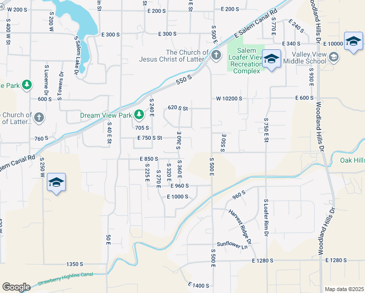 map of restaurants, bars, coffee shops, grocery stores, and more near 785 South 360 East in Salem