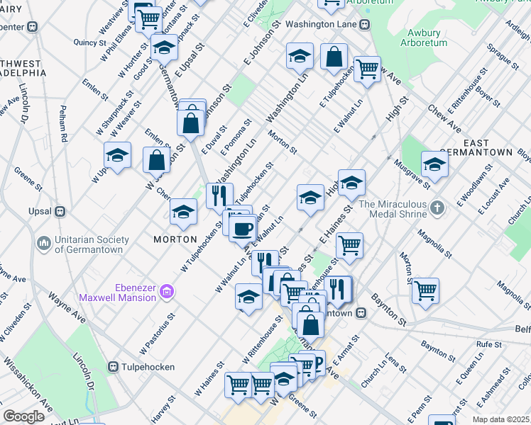 map of restaurants, bars, coffee shops, grocery stores, and more near 100 Herman Street in Philadelphia