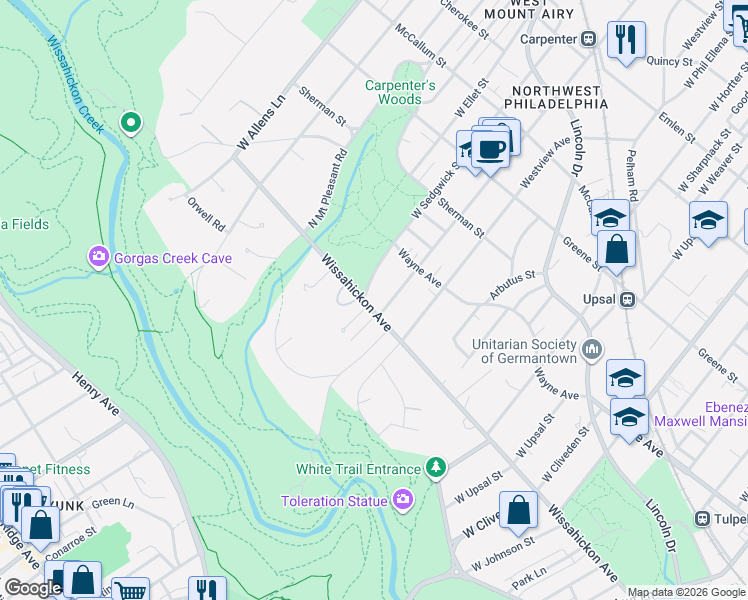 map of restaurants, bars, coffee shops, grocery stores, and more near 824 West Sedgwick Street in Philadelphia