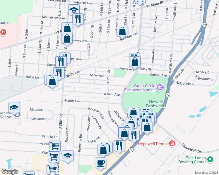 map of restaurants, bars, coffee shops, grocery stores, and more near 875 Idlewilde Avenue in Newark
