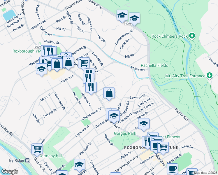 map of restaurants, bars, coffee shops, grocery stores, and more near 549 Fairthorne Avenue in Philadelphia