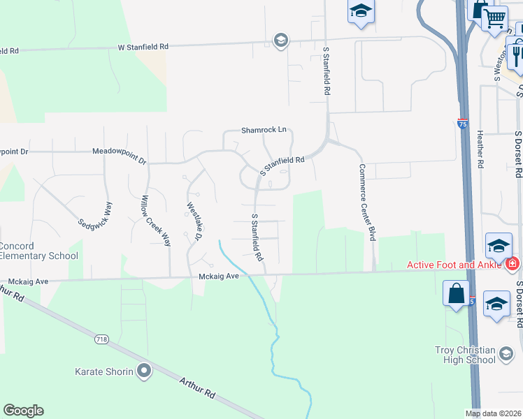 map of restaurants, bars, coffee shops, grocery stores, and more near 2278 Patterson Lane East in Troy