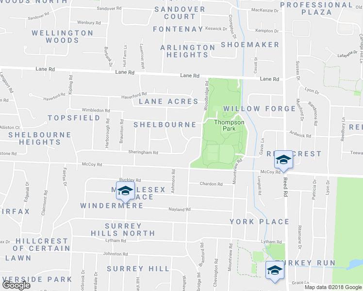 map of restaurants, bars, coffee shops, grocery stores, and more near 2138 Sheringham Road in Columbus