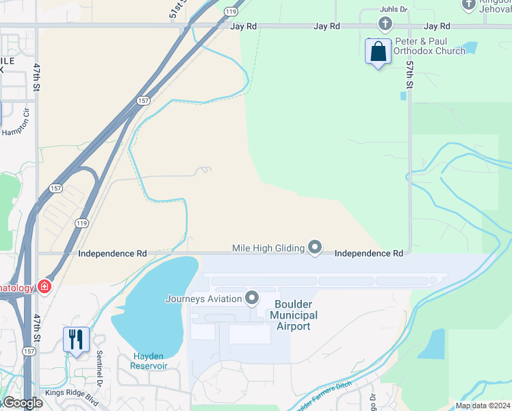 map of restaurants, bars, coffee shops, grocery stores, and more near 5273 Independence Road in Boulder