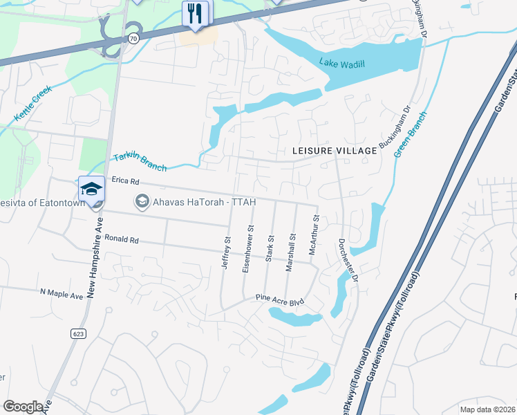 map of restaurants, bars, coffee shops, grocery stores, and more near 1303 Eisenhower Street in Lakewood