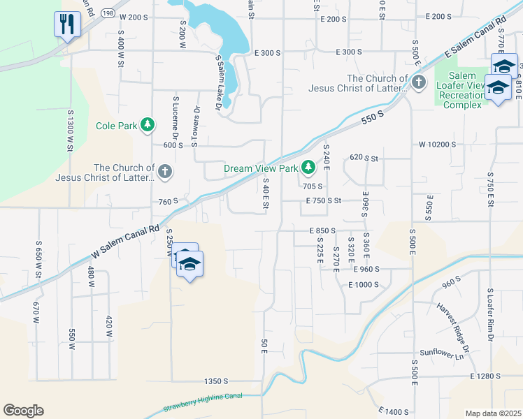 map of restaurants, bars, coffee shops, grocery stores, and more near 784 South 40 East Street in Salem
